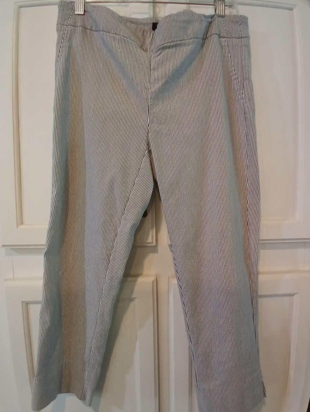 Massimo Fabbro Italy White & Blue Striped Ankle Trousers Size 10